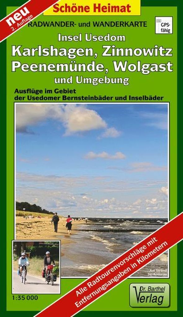 Insel Usedom, Wolgast, Karlshagen, Zinnowitz und Umgebung 1 : 35 000