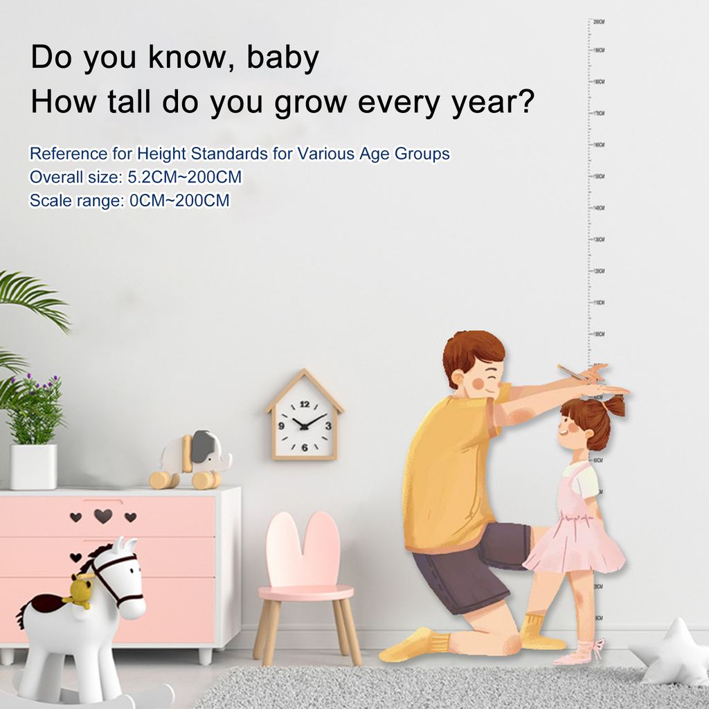 200 cm Messlatte-Wandaufkleber für Kinder, Wachstumsverfolgungsaufkleber, selbstklebender Wandaufkleber zur Messung der Körpergröße für Kinder...