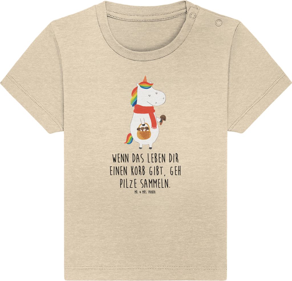 Mr. & Mrs. Panda Babyshirt Einhorn Pilz 6. - 12. Monat - Natural Raw - Geschenk, Motivation, T-Shirt Baby, , Einhörner, Unicorn, Pilze, Kurzarmshi...