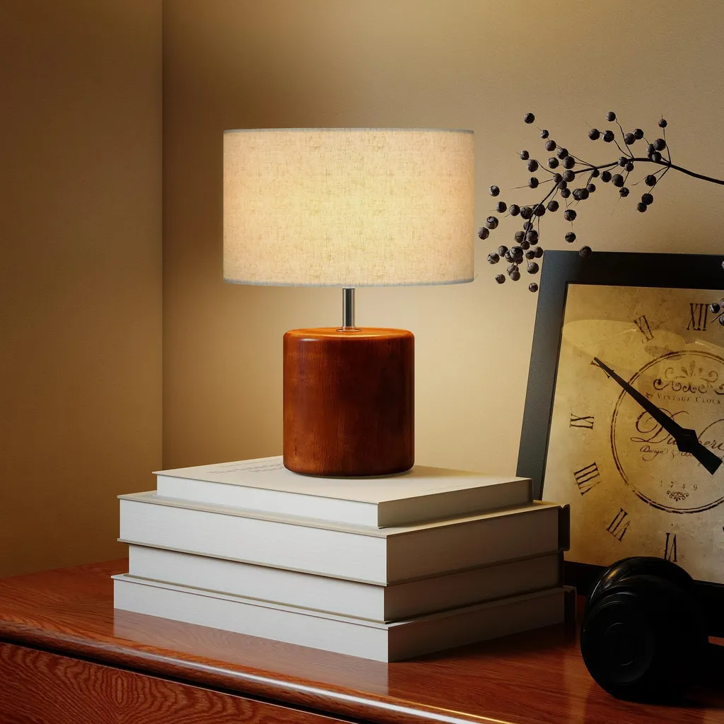 Lampe tactile bois et lin : fini les interrupteurs difficiles E27 - 8