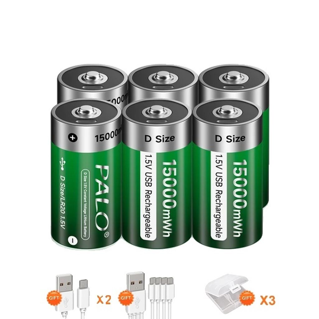 Batterie rechargeable de taille D, charge USB de type C, Image du produit 
