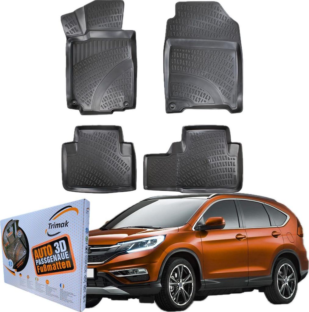 Trimak Autofußmatten kompatibel mit HONDA CR-V 4. Generation (2012 - 2017) Auto Allwetter Gummimatten