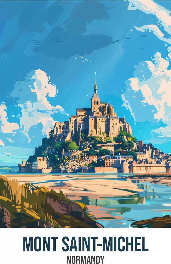 Poster 68x101cm Mont Saint-Michel, Normandie