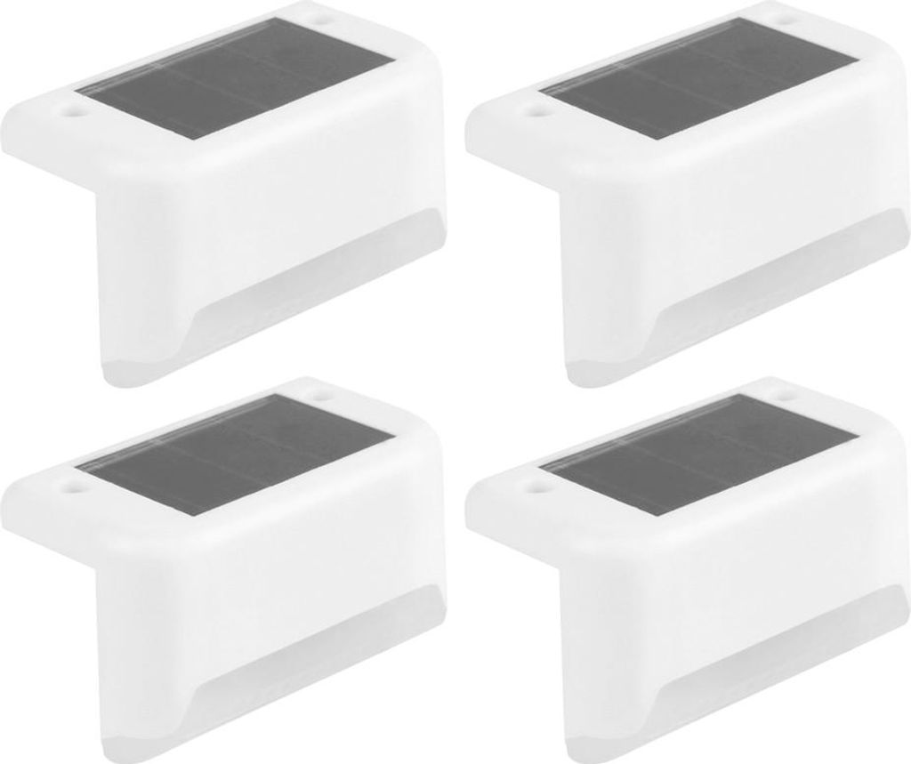 Solar-Terrassenleuchten, 4er-Pack, weiße, wasserdichte LED-Stufenbeleuchtung für Treppen, Terrassen und Wege,warm light