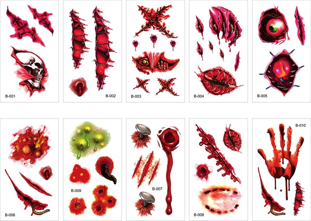 1/2/4 Sets Big Mouth Tattoo-Aufkleber, realistisches Halloween-Horror-Gesichtsaufkleber-Set, wasserdicht, langanhaltend, temporäre Tattoos für ei...