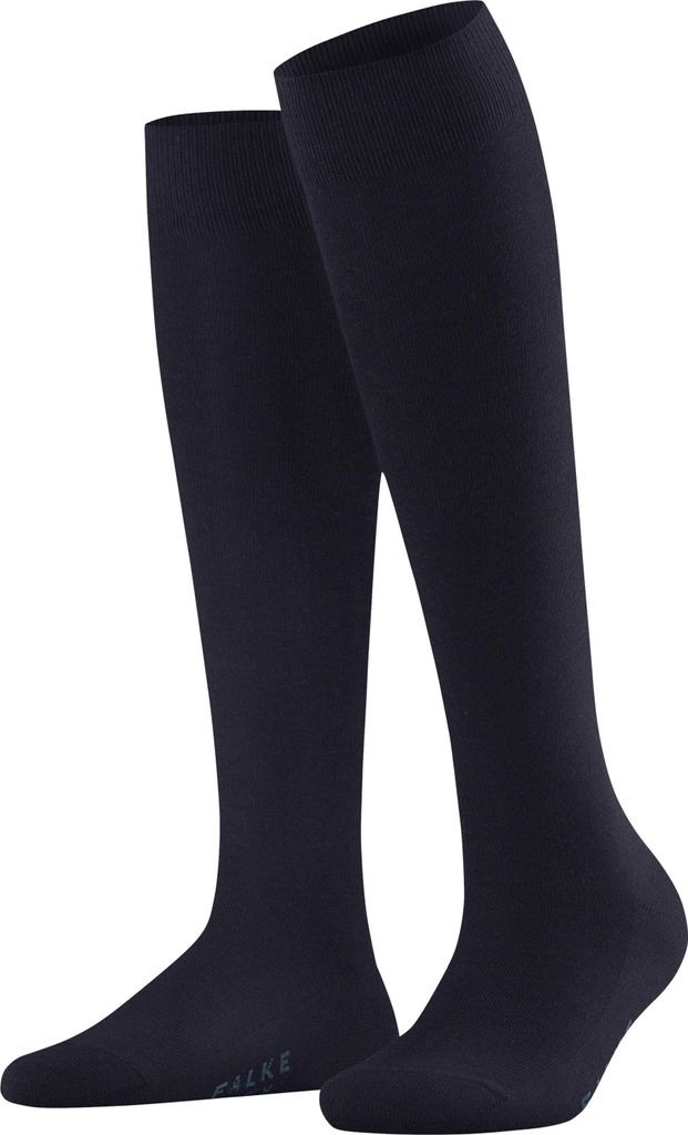 FALKE Family dames kniekousen, katoen, donker marine blauw (dark navy)