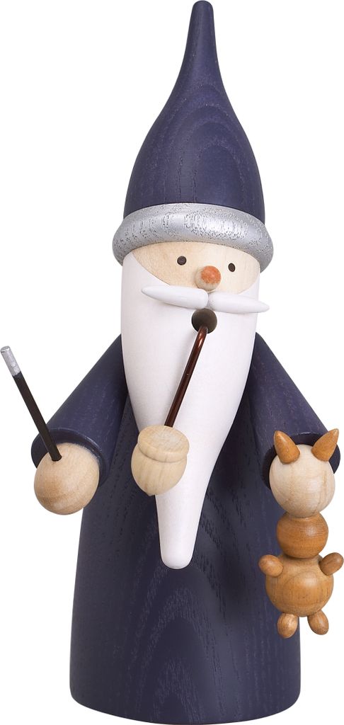 Seiffener Volkskunst Räucherfigur Wichtel Zauberer - Größe ca. 16cm, für Räucherkerzen Größe M (Standard)