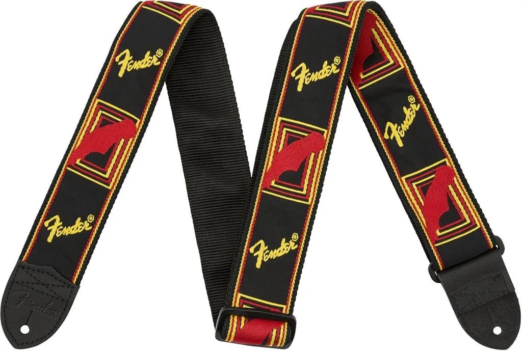 Courroie de Guitare Fender Monogrammée Noire et Jaune Largeur 5cm