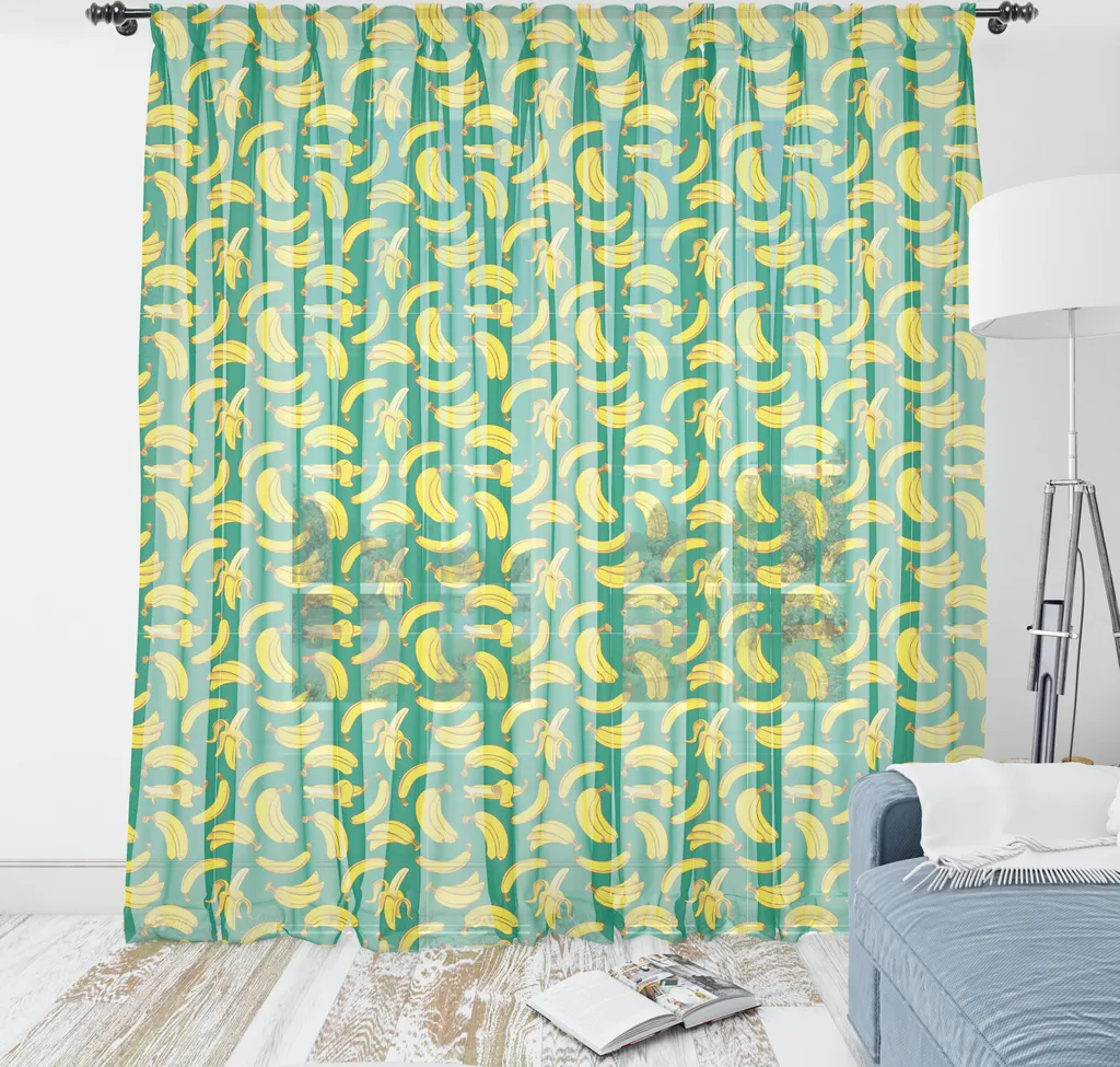 ABAKUHAUS Arazzo con frutta, stampa digitale con banane Peel Fresh Healthy Plantation, tessuto da parete in raso setoso per soggiorno e camera da letto, 274 cm x 274 cm, giallo giallo scuro