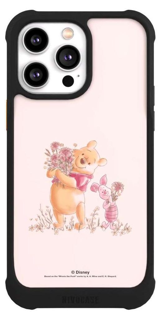 NIVOCASE Hülle für Apple iPhone 14 Pro Max Stoßfeste Handyhülle NIVOmax Case Schwarz Disney Offizielles Lizenzprodukt Winnie Puuh Ferkel