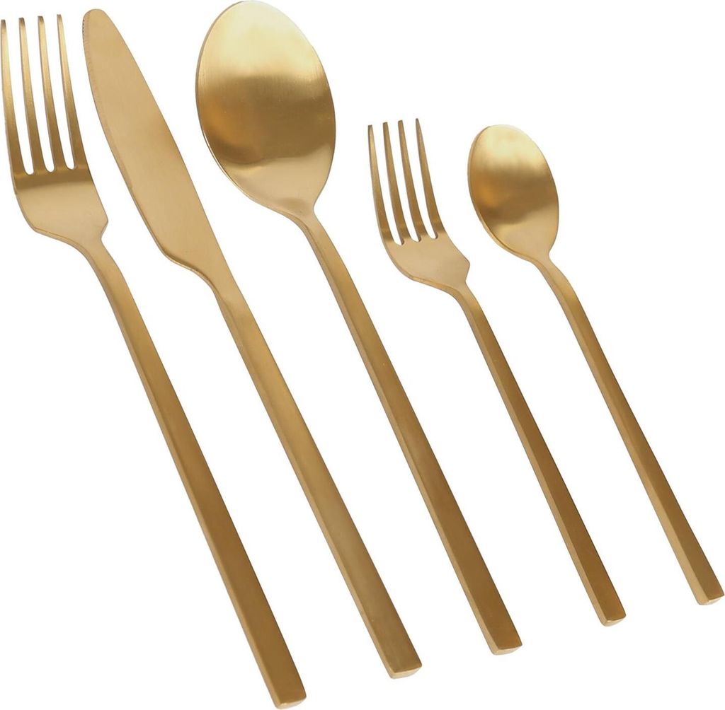 60-teiliges Besteckset aus Edelstahl – Gold