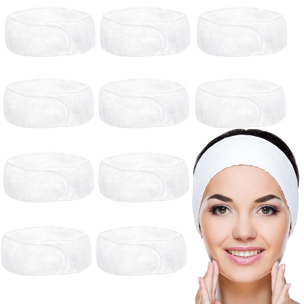 Belle Vous Haarband Kosmetik Weißes Stirnband (10 Stk) – Produktbild 