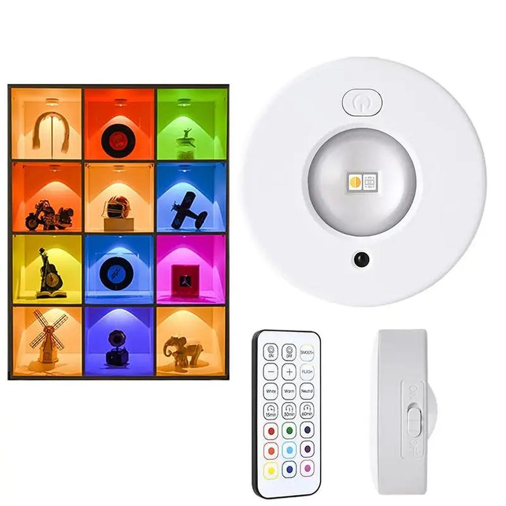 USB Aufladbar LED Spots Akku, Schrankbeleuchtung Kabellos mit Fernbedienung, Farbwechsel Led Unterbauleuchte, Magnetisch Dimmbar Schrankbeleuchtung