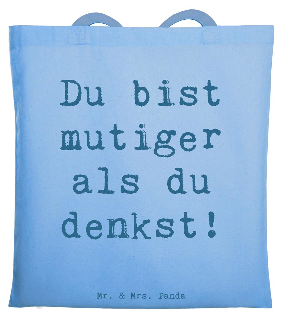 Mr. & Mrs. Panda Jutetasche Spruch Alleine schlafen lernen Mutiger als gedacht - Sky Blue - Geschenk, Vertrauem, Trost, Einkaufstasche, Tasche, Her...