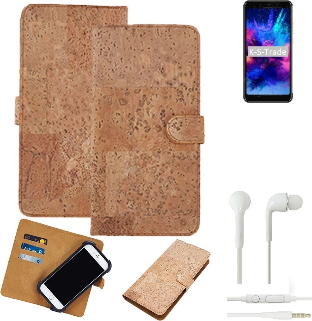 K-S-Trade Hülle kompatibel mit Panasonic P110 + in ear Kopfhörer Kork Handyhülle Cover Schutzhülle TPU Case Bumper in Hellbraun, (1x)