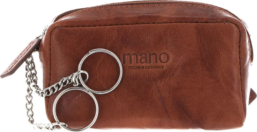 mano Pelle caso chiave Donna Aurona Zip Key Case Cognac marrone