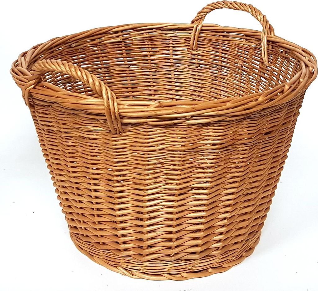 Kaminkorb Holzkorb Kaminholzkorb aus geschälten Weide Hell Produktbild 
