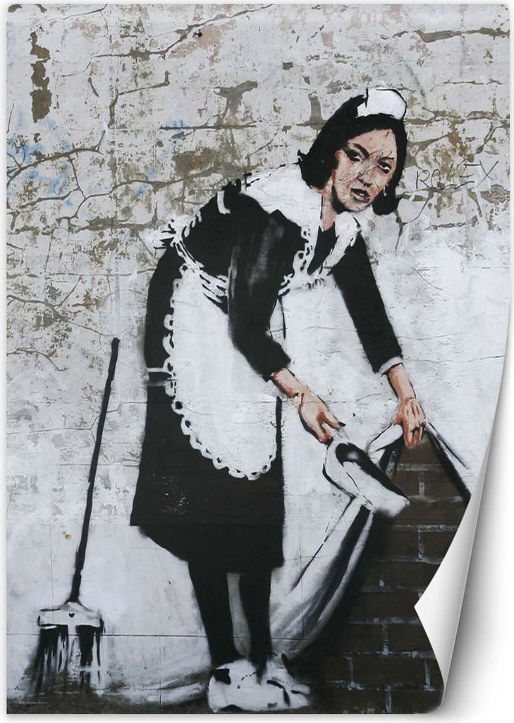 Vlies fototapete Banksy Maid Wandbild Street Art 100x140 cm Feeby Grau inkl. Kleber einfache Montage