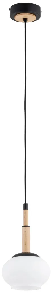 Lustre Suspension Barrette Noire et Bois CERES 90cm pour Table à Manger
