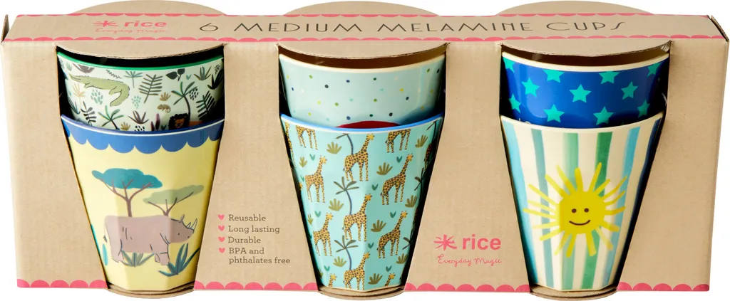 Set 6 Tazze Rice Melamina 160ml Funky Prints | Design Tavola Moderno