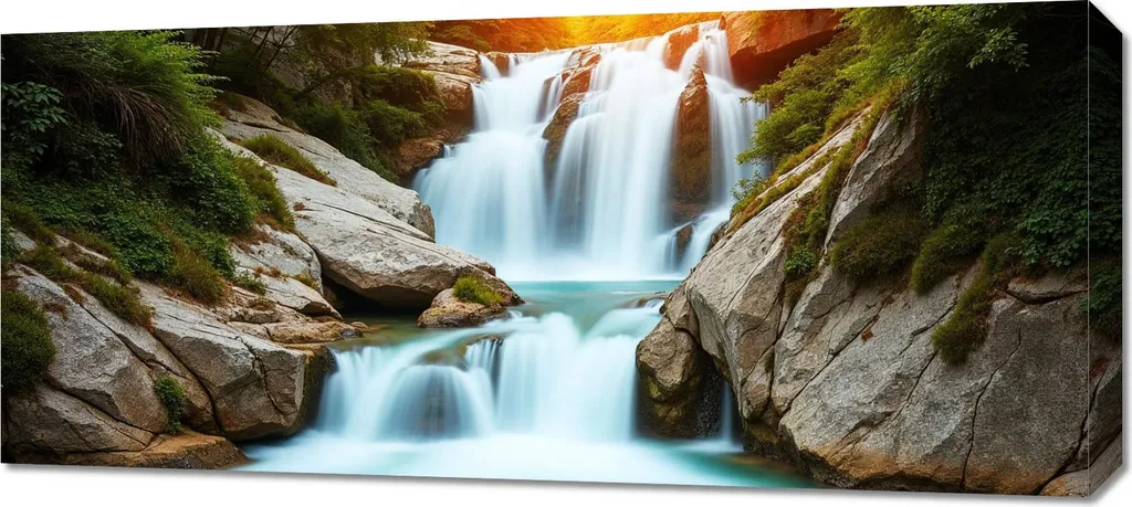 Quadro d'Autore 90x40 su Tela Panorama Fontana - Qualità Top
