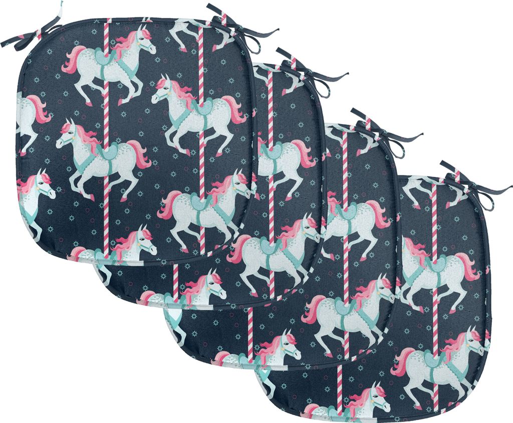 ABAKUHAUS Baby Polster für Esszimmerstühle, Karussell-Pferde Kinder, Dekoratives wasserfestes Kissen mit Riemen für Küchensitze, 40 cm x 40 cm-...
