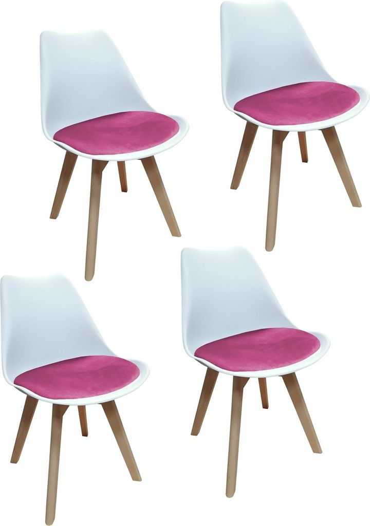 4er Set Design-Stühle mit Sitzpolster Esszimmerstühle im skandinavischen Stil