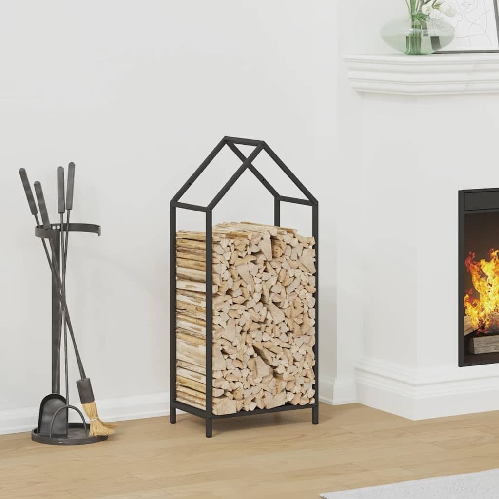 "im Sonderangebot"Brennholzregal - elegantes Design - Feuerholzregal/Kaminholzregal - Schwarz 40x25x90cm Kaltgewalzter Stahl NEU117975 - Kaminholzr...