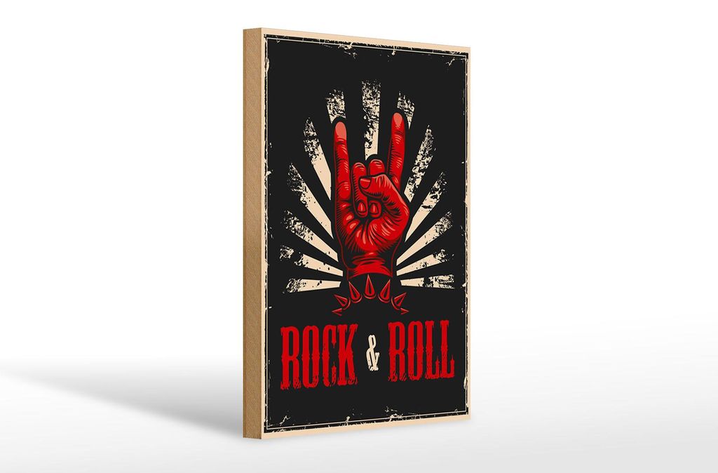Holzschild Retro 20x30cm Rock & Roll Musik Produktbild 
