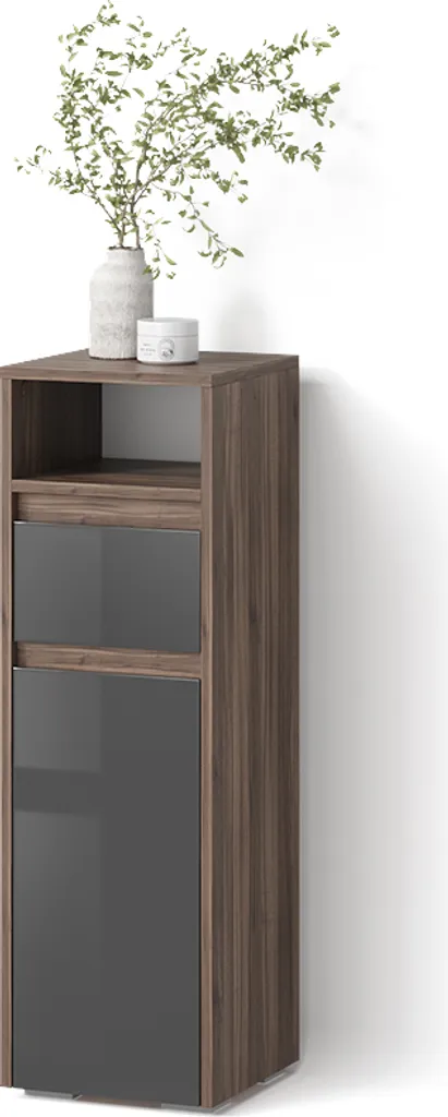 Livinity Mobiletto bagno Savuto, 30.2 x 96.3 cm, Antracite lucido/Noce