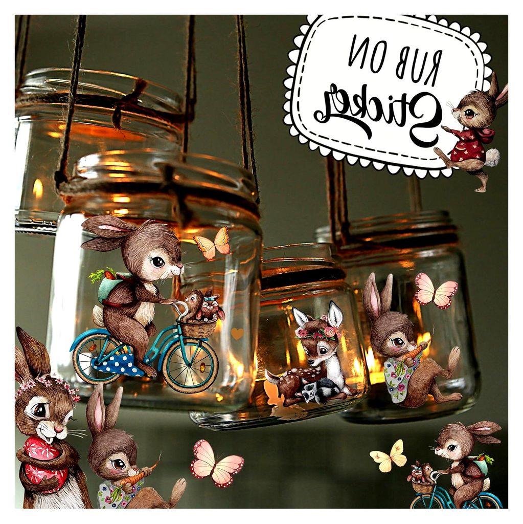 ilka parey Sticker Ostern Häschen Ostermotive Frühling - Rubons - Rub on DIY für Windlicht Teelicht - Osterdeko A5 Bogen