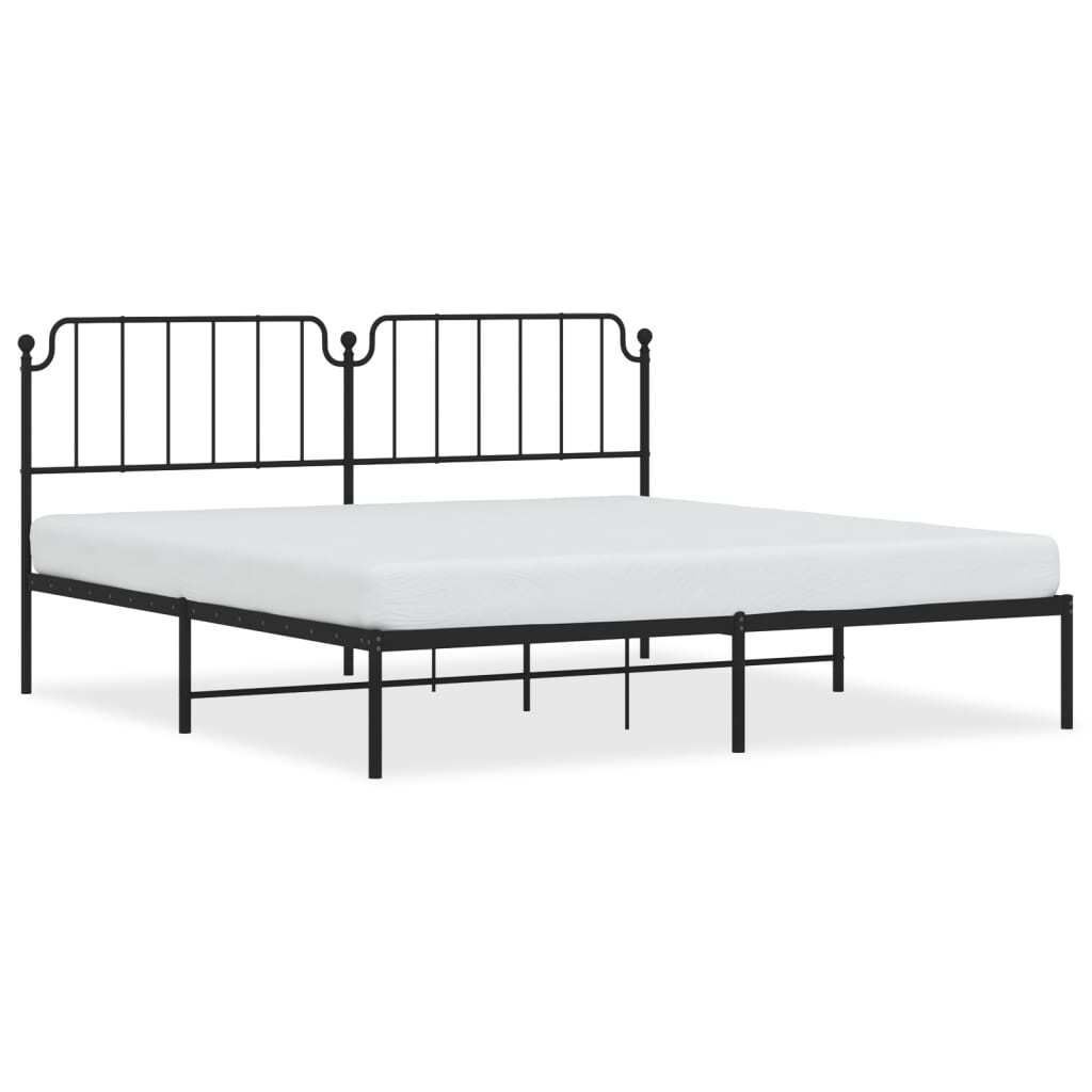 Bettgestell mit Kopfteil Metall Schwarz 193x203 cm Produktbild 