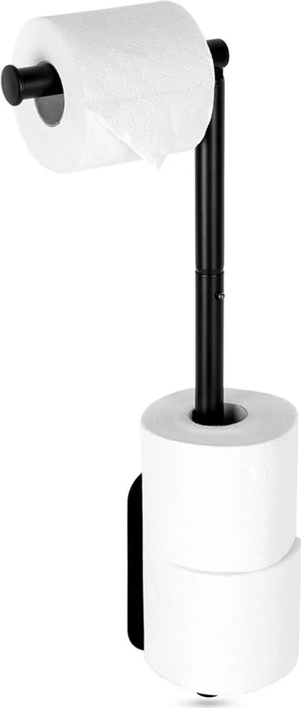 Portarotolo Bagno Nero con Mensola Porta Cellulare - Design Parete