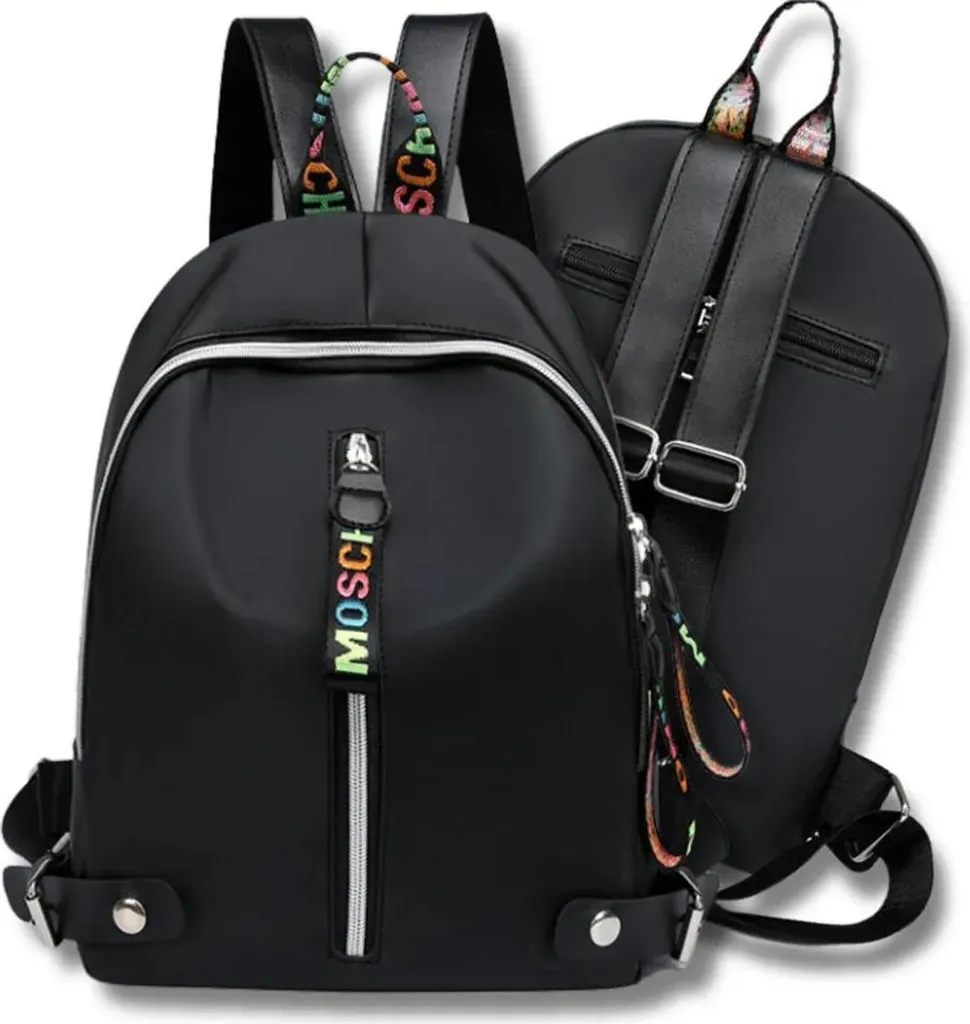 Zaino Piccolo Retrò Nero 30x25 | Cotone & Ecopelle per Viaggi City