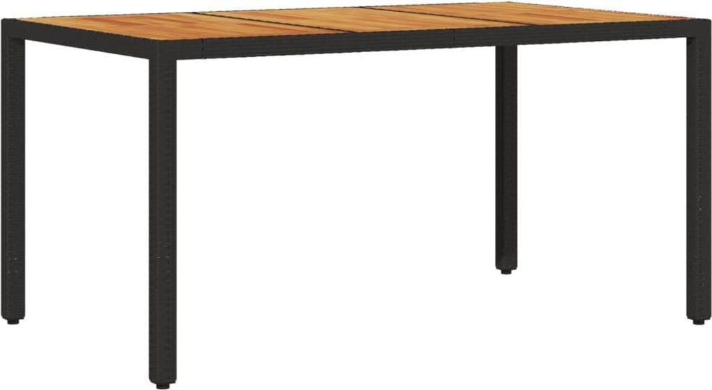 vidaXL Gartentisch mit Akazienholz-Platte Schwarz Poly Rattan