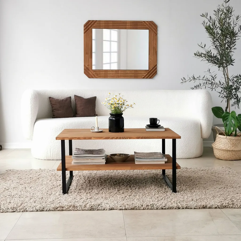 Skye Decor Neta Table Basse en Chêne Massif 100% Peuplier 85x60x40 cm