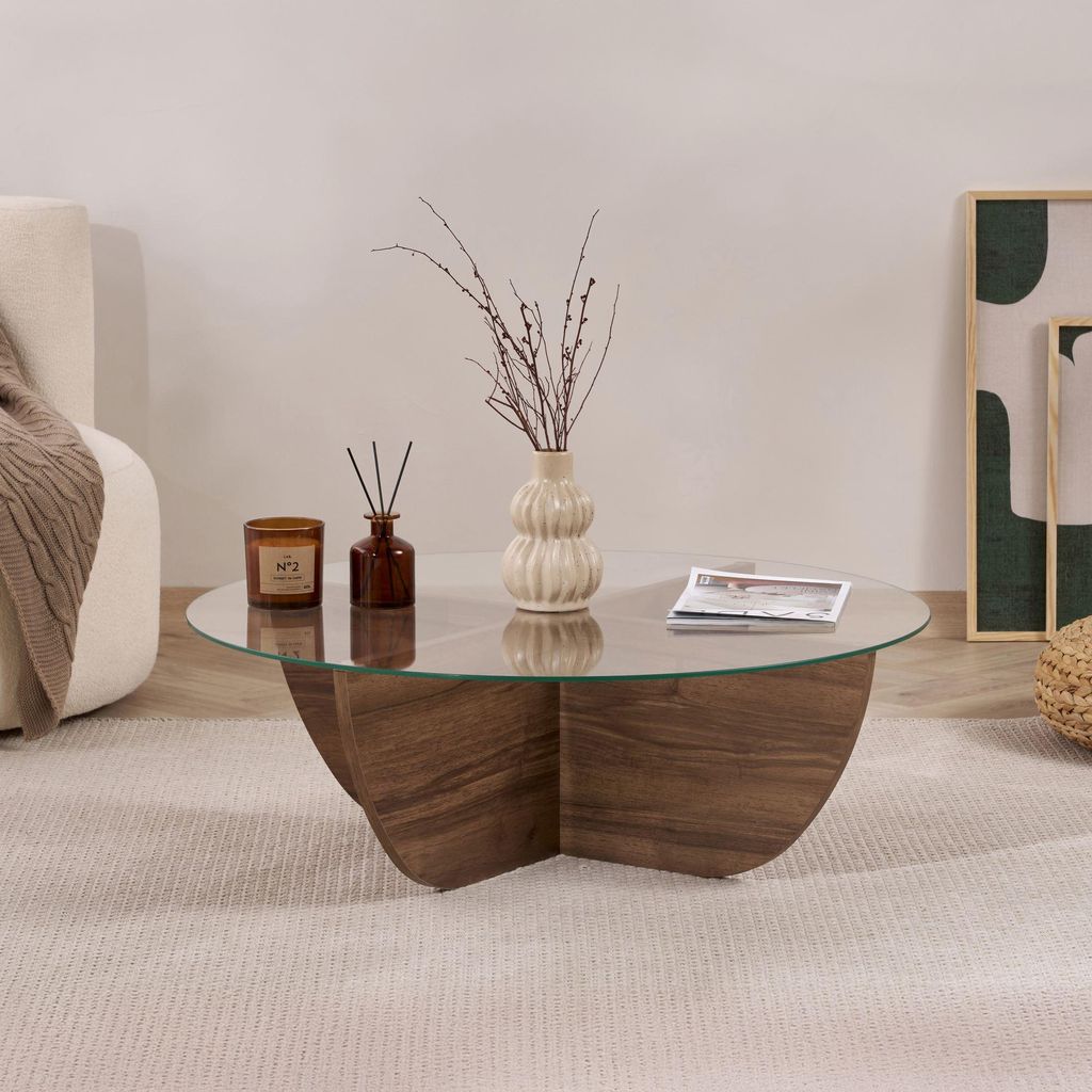 Skye Decor, Liya - Walnut, Couchtisch, Nussbaum, 100 % Melaminplatte, 90 x 90 x 30 cm