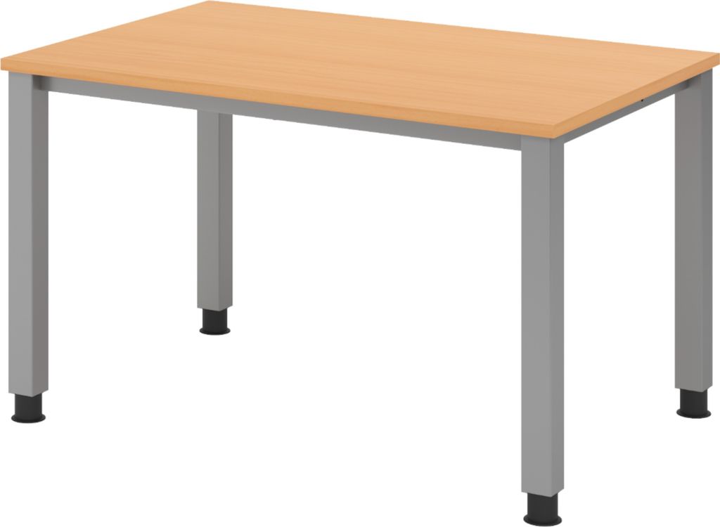 bümö Schreibtisch Serie-Q Gestell: Silber - Nachbildung: Buche, Größe: 120 x 80 cm