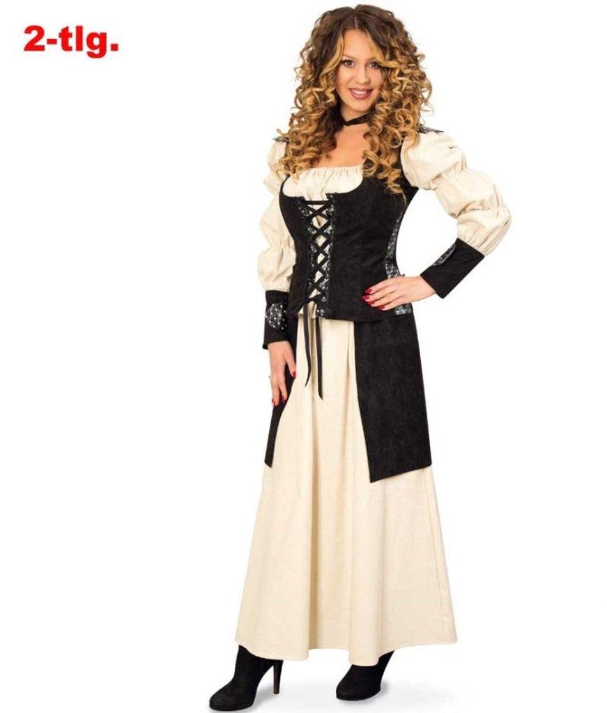 Mittelalter Kleid 2-tlg. Gewand Kleid Kostüm für Damen Faschingskleid Bluse Rock (40)