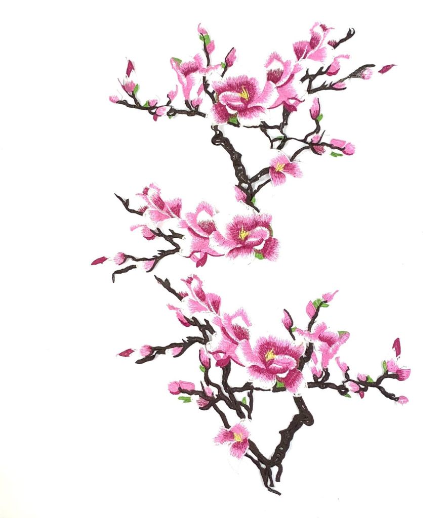 Magnolienblütenzweig-Emblem-Patch-Set zum Aufnähen