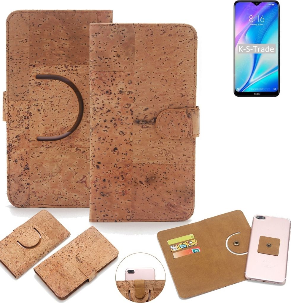 K-S-Trade Handy Hülle Schutz Hülle kompatibel mit Xiaomi Redmi 8A Dual Handyhülle Schutzhülle Korkhülle Kork-Hülle 1x