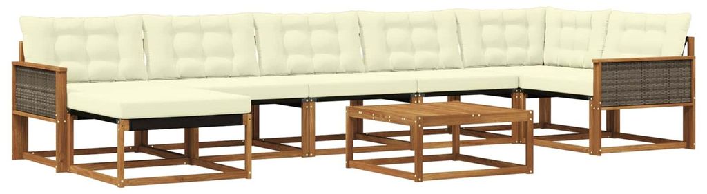 “2026 Modern“ Natur und Creme Outdoor-Sofagarnitur 8 pcs Natur und Creme Massivholz Akazie - Designermöbel 97369 - Gartensofas