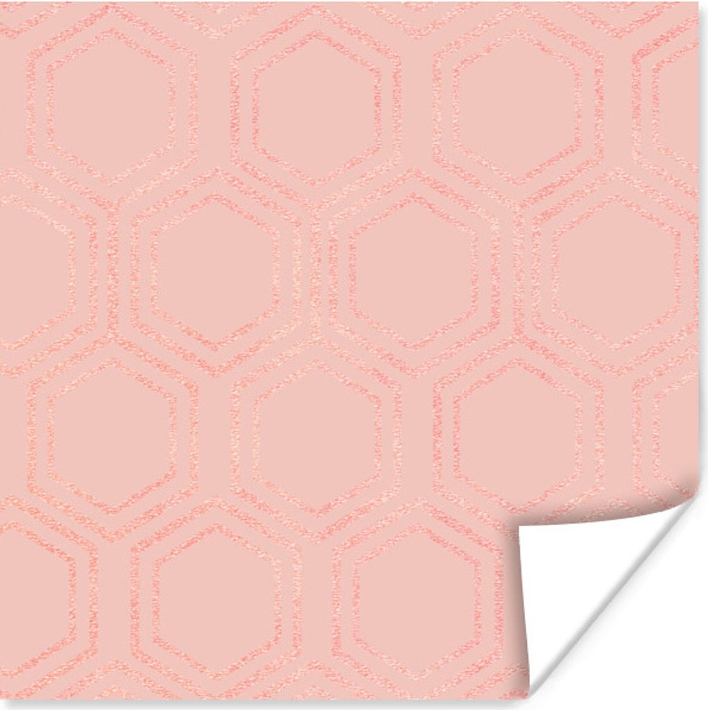 MuchoWow Poster Rosa - Muster - Sechseck 30x30 cm - Wandposter - Printing