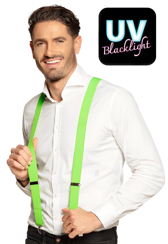 Hosenträger Basic neongrün UV – elastische Träger für Produktbild 