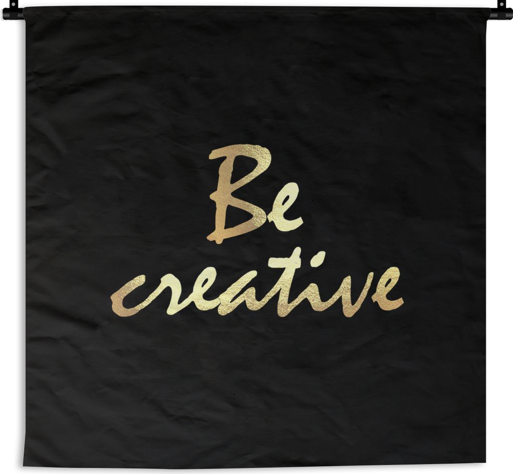 MuchoWow Wandteppich Wandbehang Zitate - Kreativ - Gold 150x150 cm Tapisserie Dekoration Wandtuch - Wohnaccessoires - Modernes