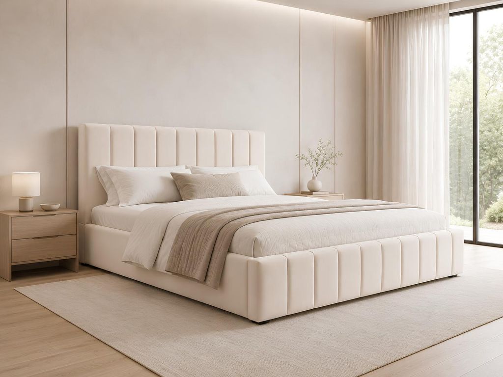 MOEBLO Polsterbett Bett 01 – Doppelbett mit Kopfstütze, Produktbild 