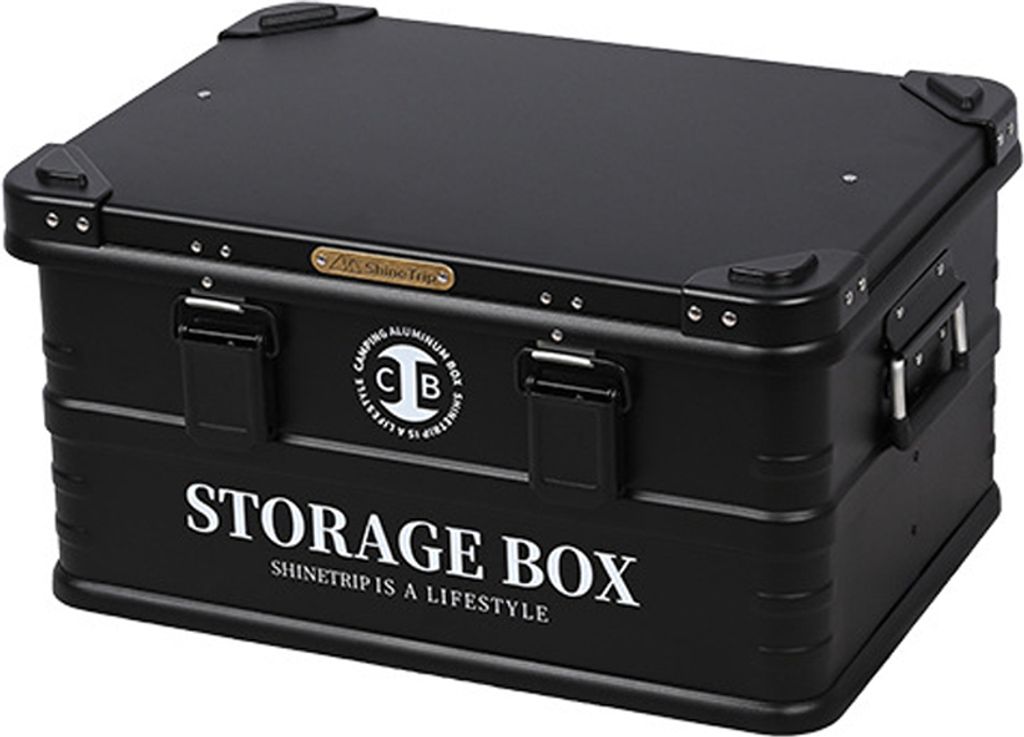 Outdoor-Aufbewahrungsbox, Aluminiumbox, Camping-Aufbewahrungsbox, Autobox, wasserdicht, 500 * 350 * 250 mm / 19,7 * 13,8 * 9,8 Zoll, Schwarz