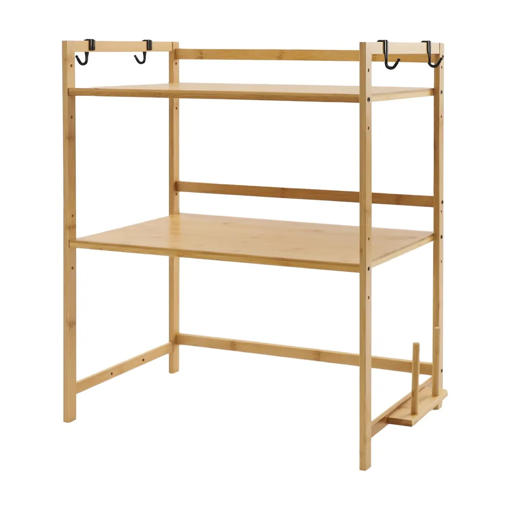 Support micro-ondes extensible bois, organisateur de plan de travail - 3