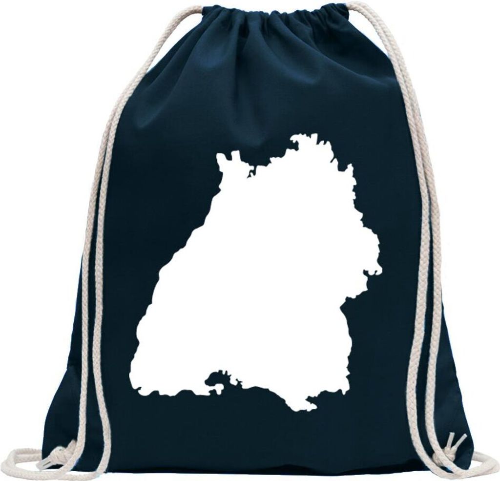 Kiwistar - Turnbeutel - dunkelblau - Baden - Württemberg Silhouette - Fun Rucksack Sport Beutel Gymsack Baumwolle mit Ziehgurt