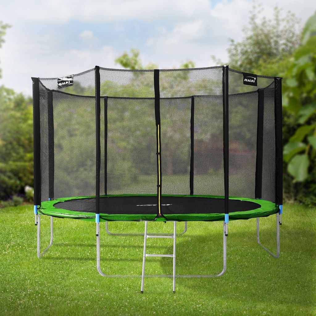 Hauki Trampolin Outdoor Ø427 cm, , Komplettset für Kinder - bis 150 kg, Grün